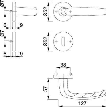 HOPPE jeu de rosaces Atlanta 1530/42KV/42KVS aluminium F1 (3000252594)