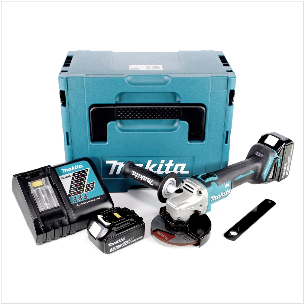 Makita DGA 506 RFJ Akku Winkelschleifer 18 V 125 mm Brushless + 2x Akku 3,0 Ah + Ladegerät + Makpac - Toolbrothers