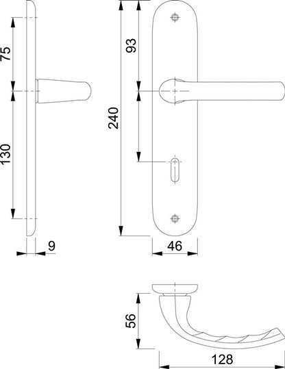 HOPPE Langschildgarnitur Tôkyô 1710/273P Aluminium F1 ( 3000252576 )