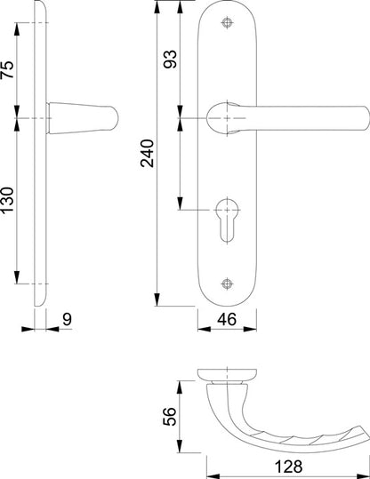 HOPPE jeu de boucliers longs Tôkyô 1710/273P aluminium F1 (3000252578)