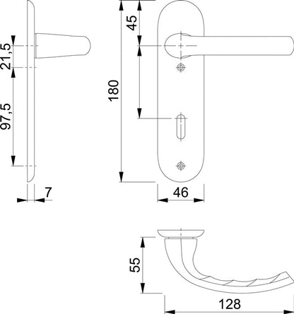 HOPPE jeu de boucliers courts Tôkyô 1710/273KP aluminium F1 (3000252570)