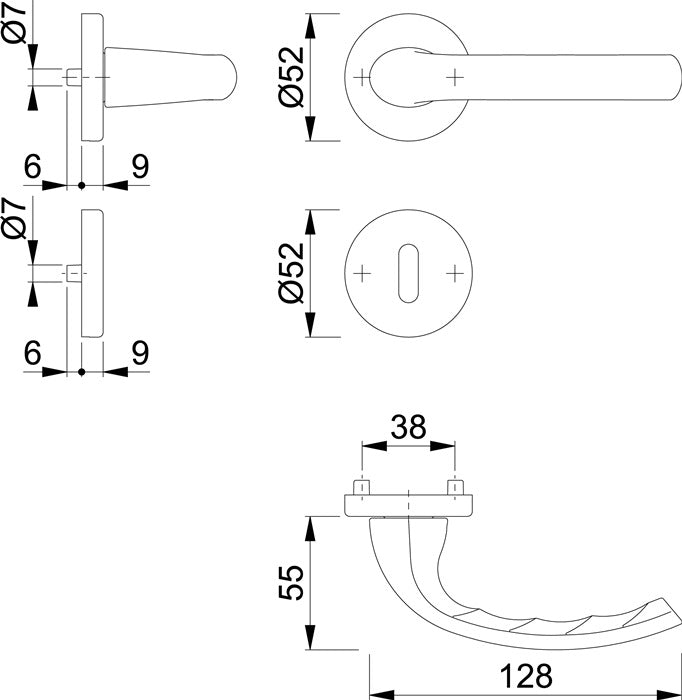 Jeu de rosaces HOPPE Tôkyô 1710 / 42KV / 42KVS aluminium F1 (3000252590)