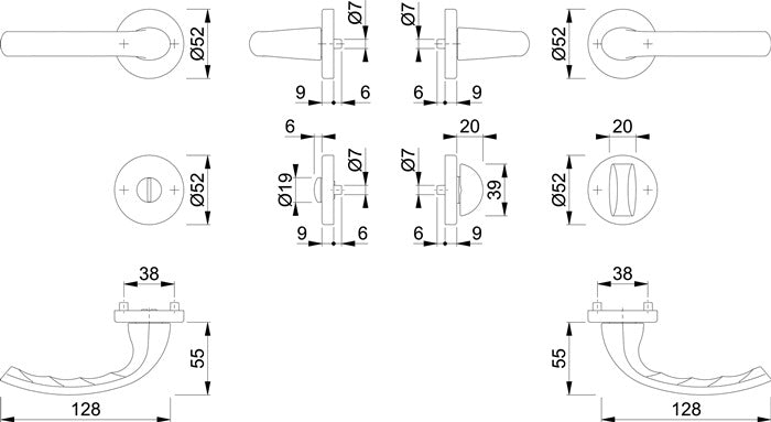 Jeu de rosaces HOPPE Tôkyô 1710 / 42KV / 42KVS aluminium F1 (3000252621)