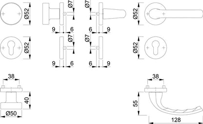 HOPPE Rosettengarnitur Tôkyô 58/42KV/42KVS/1710 Aluminium F1 ( 3000252623 )