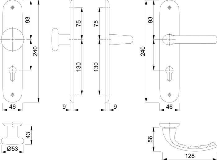 HOPPE Langschildgarnitur Tôkyô 53/273P/1710 Aluminium F1 ( 3000252606 )