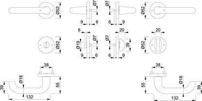 HOPPE Rosettengarnitur Paris 138L/42KV/42KVS Aluminium F1 ( 3000203810 )