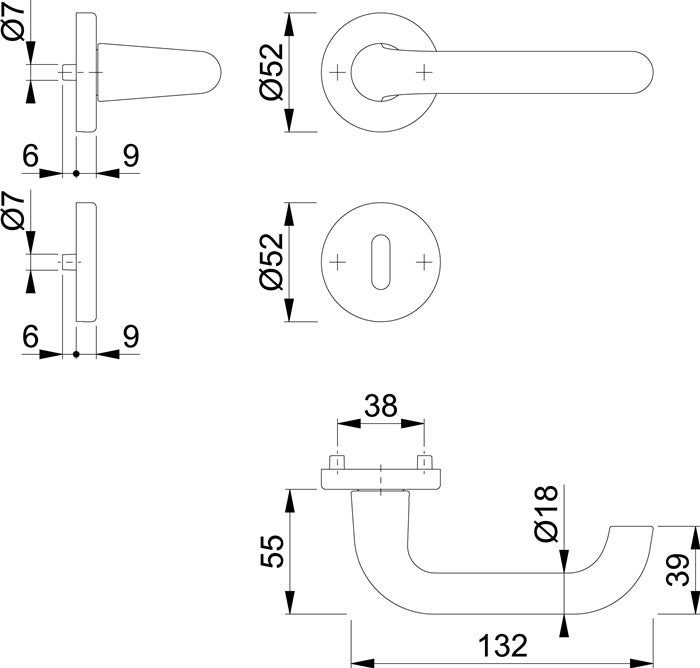 HOPPE Rosettengarnitur Paris 138L/42KV/42KVS Aluminium F1 ( 3000203808 )