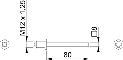 HOPPE Vierkantstift FDW-Vollstift/Schnellstift Vierkant 8 x 80 mm ( 3311003024 )