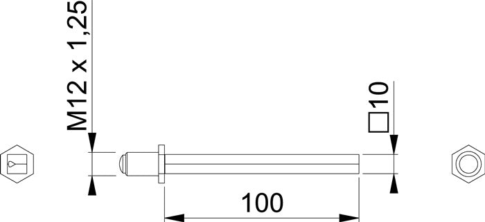 HOPPE Goupille carrée FDW Goupille profilée carrée 10 x 100 mm (3311003027)