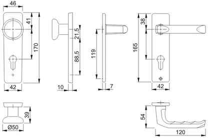 HOPPE Kurzschildgarnitur London 54/227K/202KP/AP/113 Aluminium F1 ( 3000252236 )