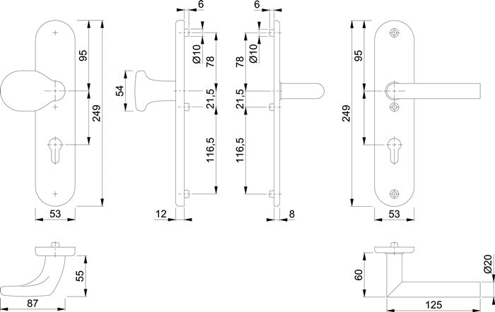 HOPPE kit de protection Utrecht E86G/3331A/3440/1444Z acier inoxydable F69 (3000220009)