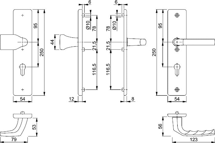 HOPPE Schutzgarnitur Birmingham 78G/2221A/2440/1117 Aluminium F2 ( 3000220074 )