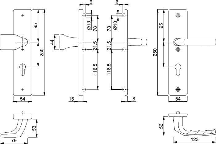 HOPPE Schutzgarnitur Birmingham 78G/2222A/2440/1117 Aluminium F1 ( 3000220058 )