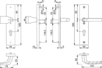 HOPPE kit de protection Birmingham 78G/2222A/2440/1117 aluminium F2 (3000220059)