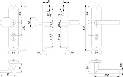 HOPPE Feuerschutzgarnitur Amsterdam FS-86G/3332ZA/3310/1400F Edelstahl F69 D/K ( 3000220043 )