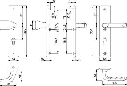 HOPPE kit de protection London 78G/2222A/2440/113 aluminium F1 (3000220064)