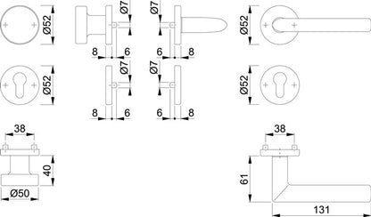 HOPPE jeu de rosaces Stockholm E58/42KV/42KVS/1140Z acier inoxydable F69 (3000252354)