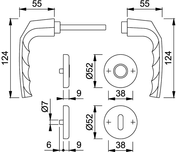 HOPPE jeu de rosaces Birmingham 1117/17KV/17KVS aluminium F1 (3000203400)