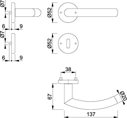 HOPPE jeu de rosaces Narvik E1430ZP/17KV/17KVS acier inoxydable F69 (3000252275)