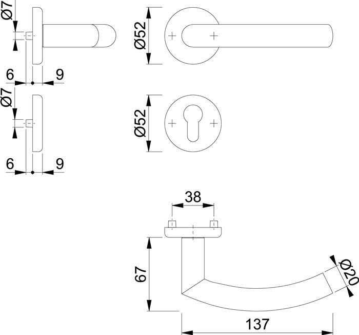 HOPPE jeu de rosaces Narvik E1430ZP/17KV/17KVS acier inoxydable F69 (3000252276)