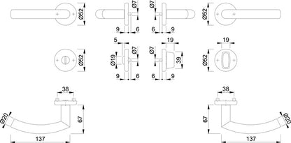 HOPPE jeu de rosaces Narvik E1430ZP/17KV/17KVS acier inoxydable F69 (3000252277)