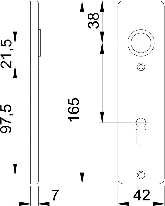 HOPPE paire de boucliers courts 202KP aluminium F2 (3000252131)