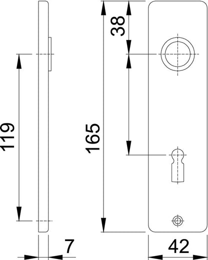 HOPPE paire de boucliers courts 202KP/AP aluminium F1 (3000252146)