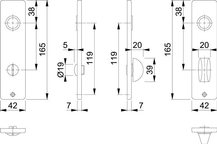 HOPPE Kurzschildpaar 202KP/AP Aluminium F1 ( 3000252148 )