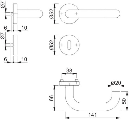 HOPPE Rosettengarnitur Paris E138/42H/42HKVS Edelstahl F69 ( 3000203100 )