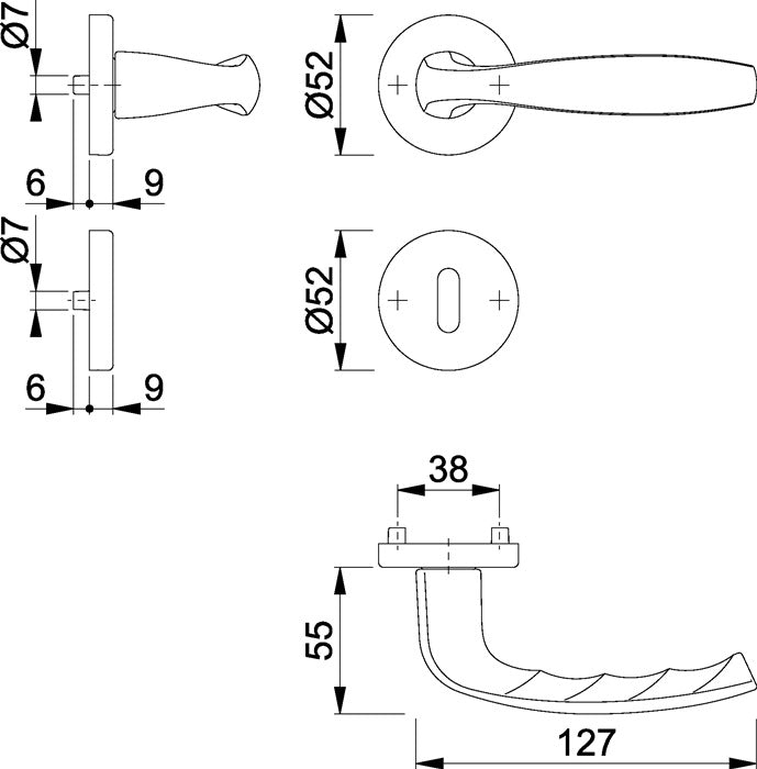 HOPPE jeu de rosaces New York 1810/42KV/42KVS aluminium F1 (3000203558)