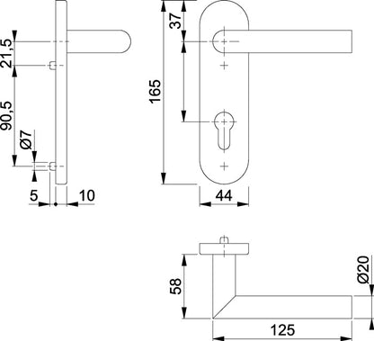 HOPPE jeu de boucliers courts Amsterdam E1400/353KH acier inoxydable F69 (3000203119)