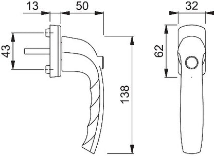 HOPPE Fenstergriff New York 0810SV/U10 Aluminium F9016 / verkehrsweiß ( 3000203690 )