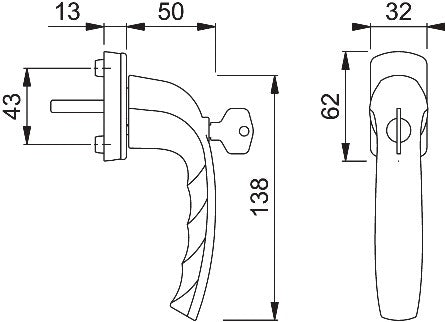 HOPPE Fenstergriff New York 0810S/U10 Aluminium F9016 / verkehrsweiß ( 3000203675 )