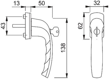 HOPPE Fenstergriff New York 0810SVS/U10 Aluminium F9016 / verkehrsweiß ( 3000203584 )