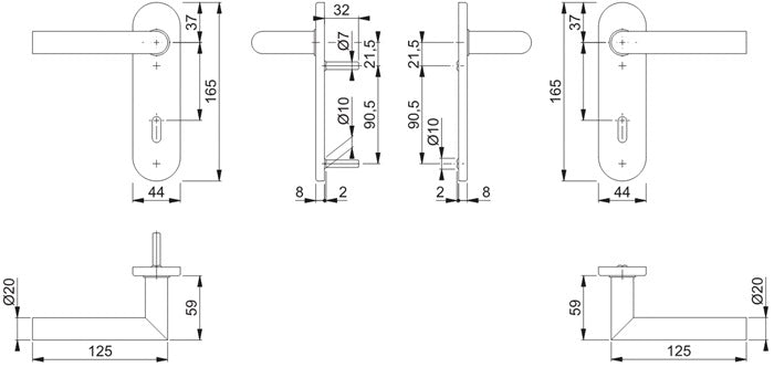 HOPPE jeu de boucliers courts Amsterdam E1400Z/353K acier inoxydable F69 (3000203004)