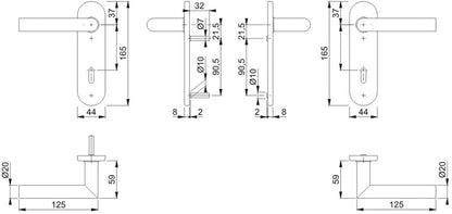 HOPPE jeu de boucliers courts Amsterdam E1400Z/353K acier inoxydable F69 (3000203004)