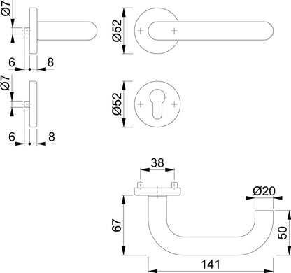 HOPPE Rosettengarnitur Paris E138Z/42KV/42KVS Edelstahl F69 ( 3000203009 )