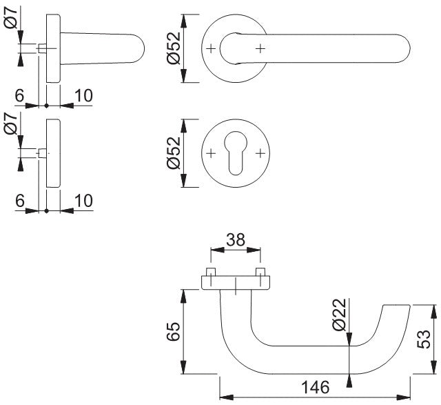 HOPPE Rosettengarnitur Paris 138/42H/42HKVS Aluminium F1 ( 3000220113 )