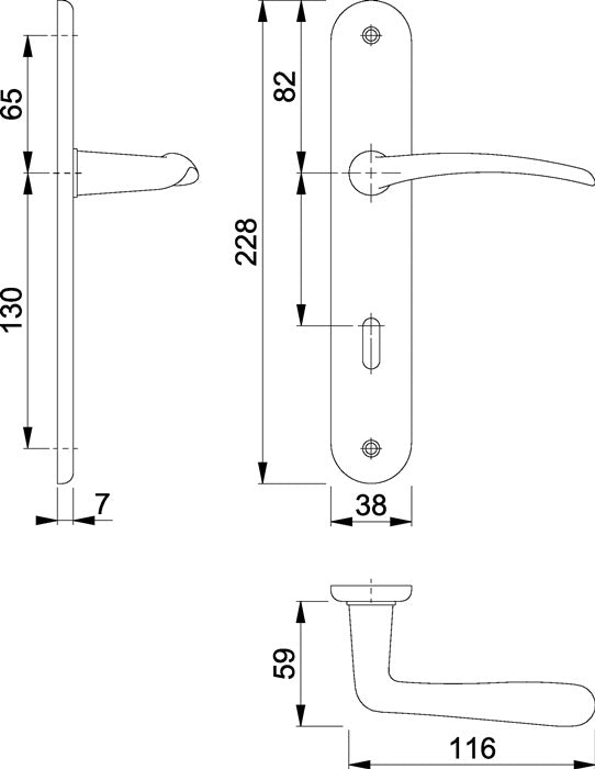 HOPPE Langschildgarnitur Istanbul M171/332P Messing F71 ( 3000253683 )