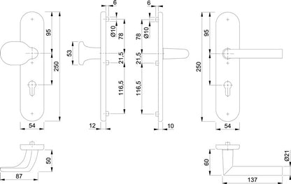 HOPPE Schutzgarnitur Amsterdam 86G/3331/3310/1400 Aluminium F1 ( 3000209116 )