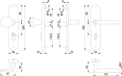 HOPPE kit de protection Amsterdam 86G/3332ZA/3310/1400 aluminium F1 (3000209120)