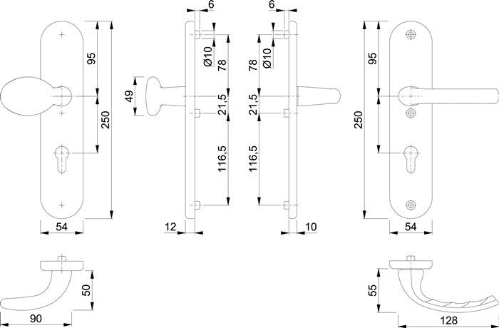 HOPPE Schutzgarnitur Tôkyô 76G/3331/3410/1710 Aluminium F1 ( 3000209027 )