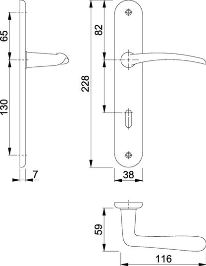 HOPPE Langschildgarnitur Istanbul M171/332P Messing F41 ( 3000253680 )