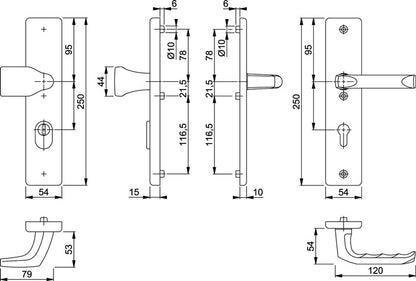 HOPPE kit de protection London 78G/2222ZA/2410/113 aluminium F1 (3000209912)