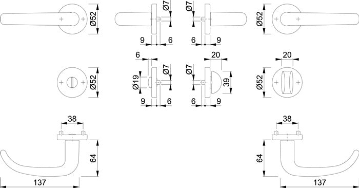 HOPPE jeu de rosaces San Francisco 1301/42KV/42KVS aluminium F1 (3000202002)