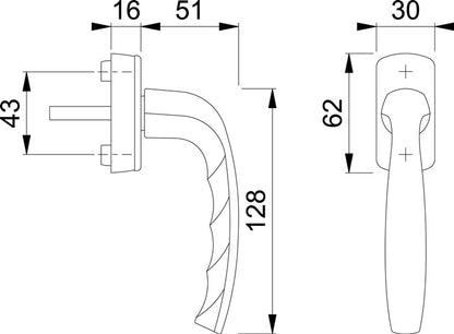 HOPPE Fenstergriff New York 0810/US10 Aluminium F9016 / verkehrsweiß ( 3000203783 )