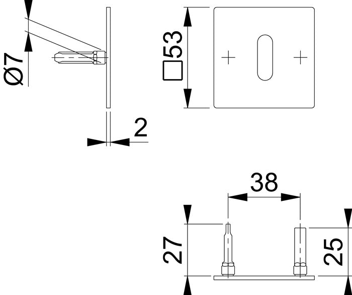 HOPPE paire de rosaces à clés E848NS acier inoxydable F69 (3000203532)