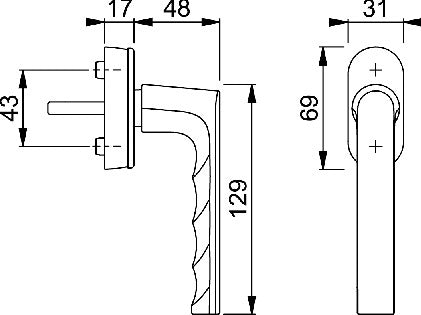 HOPPE Fenstergriff Hamburg 0700/UD9020 Aluminium F9 / stahlfarben ( 3000203981 )