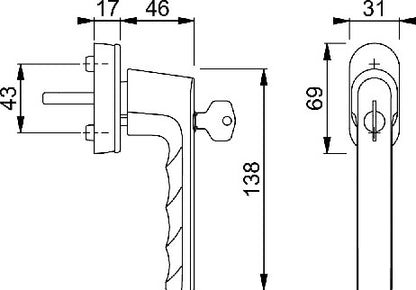 HOPPE Fenstergriff Hamburg 0700S/UD9020 Aluminium F1 / naturfarbig ( 3000203983 )