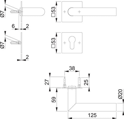 HOPPE Rosettengarnitur Amsterdam E1400Z/848N/848NS Edelstahl F9714M ( 3000209765 )